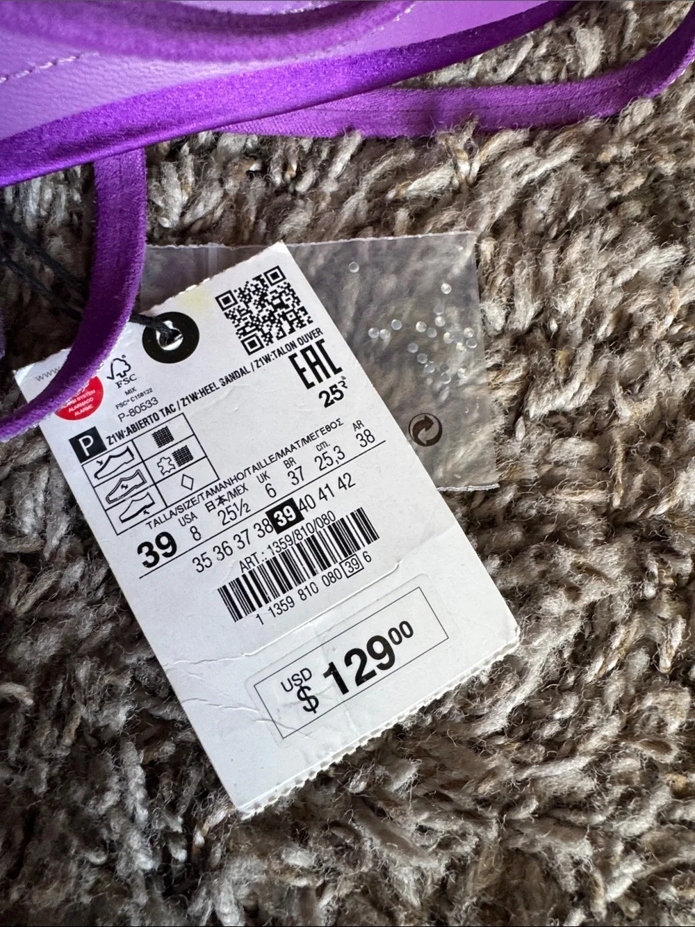 Zara Purple Rhinestone Wrap-Heel Sandals